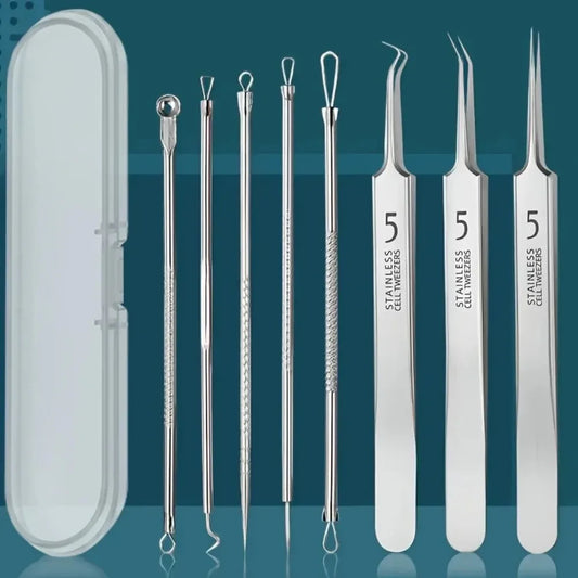 8-Piece Stainless Steel Blackhead & Blemish Extractor Kit