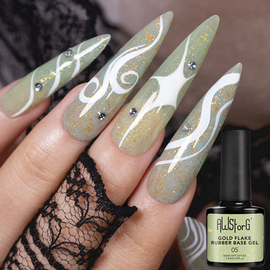 6-Piece Gold Flake Rubber Base Gel Polish Set