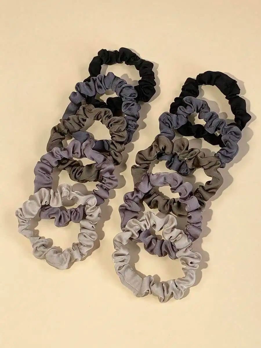 10-Piece Small Silk Hair Scrunchie Set