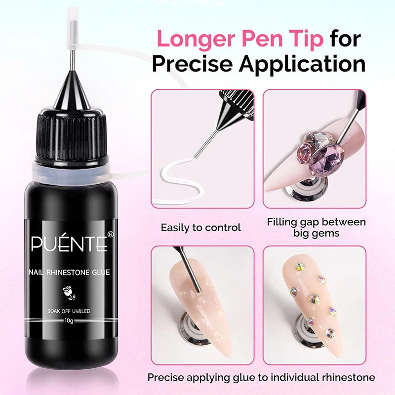 PUENTE Nail Rhinestone Glue – 2 × 10 g