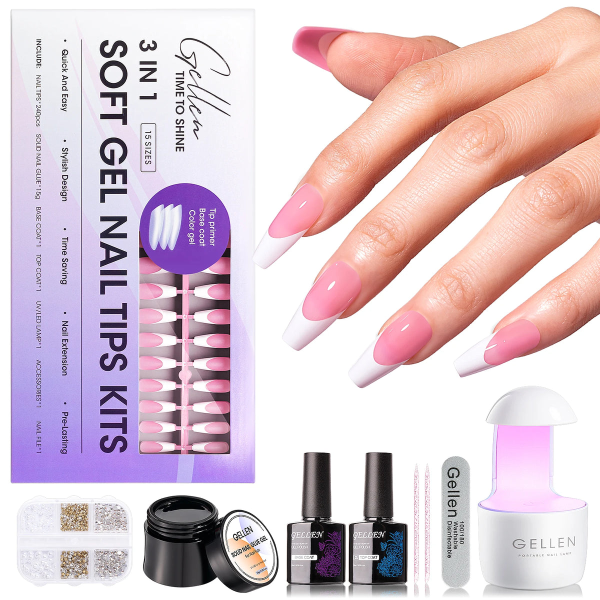 GELLEN French Tip Press-On Gel Nail Kit