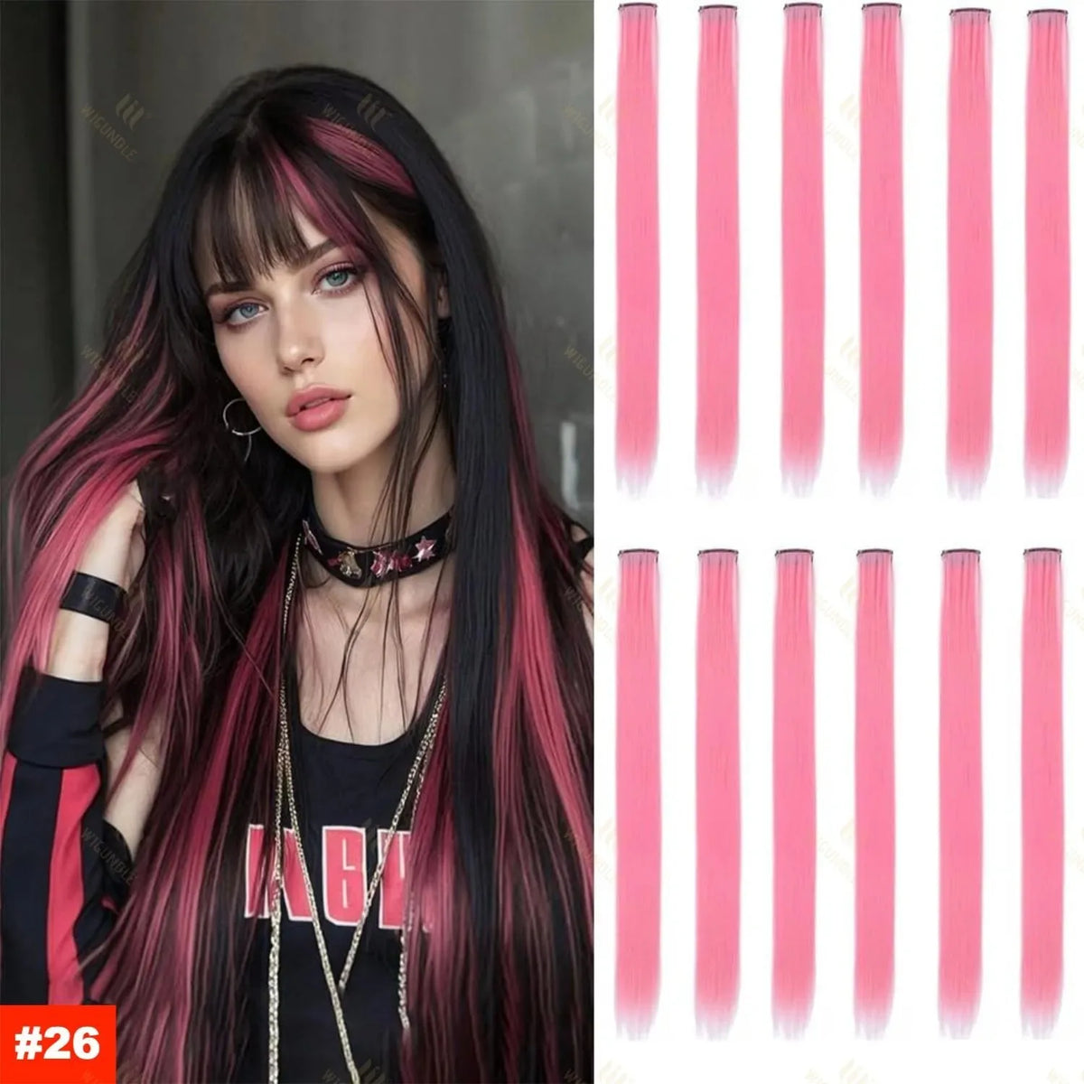 Wigundle 22-Inch Color Highlight Clip-In Hair Extension