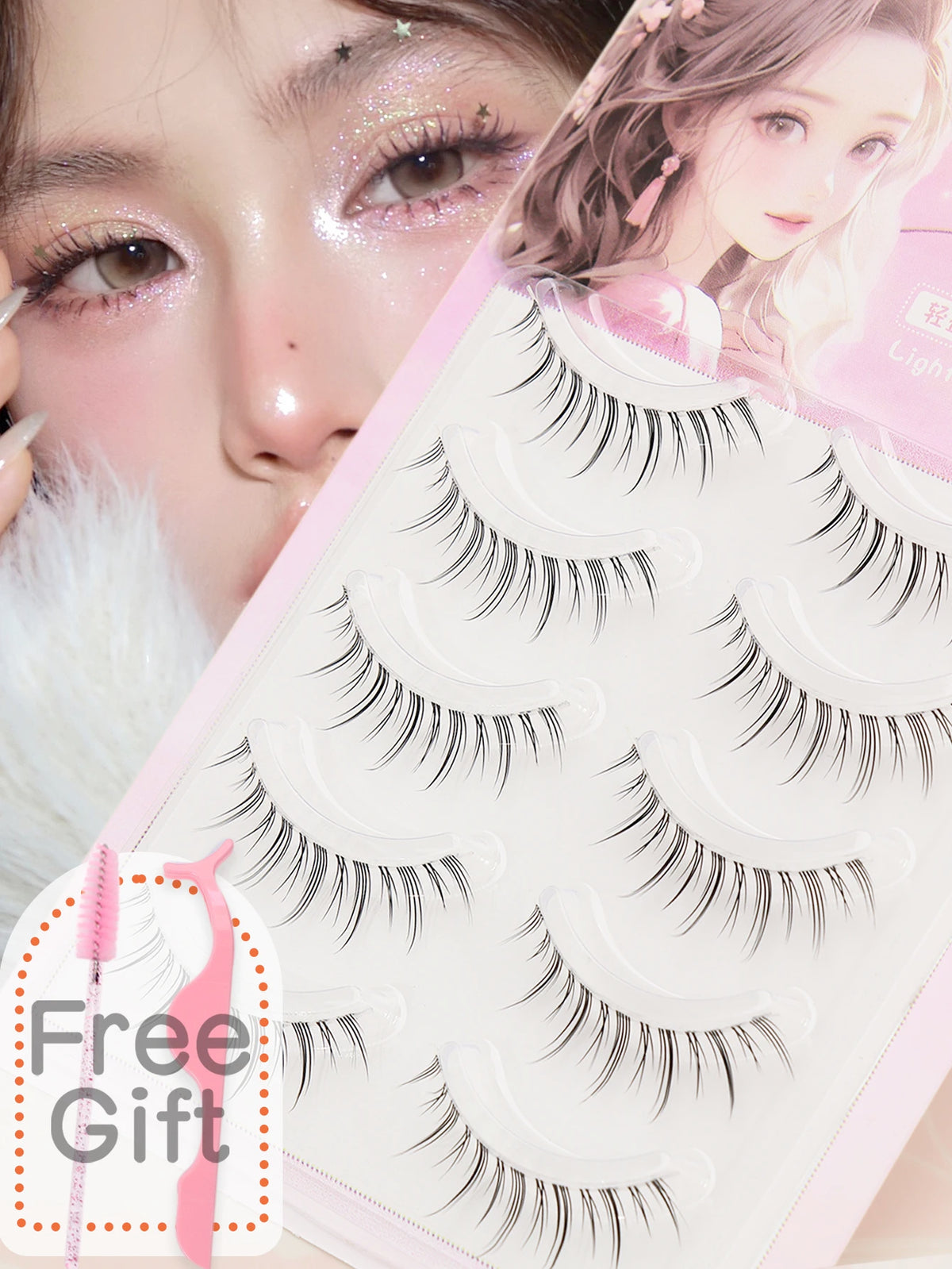 5-Pair False Strip Eyelashes Set