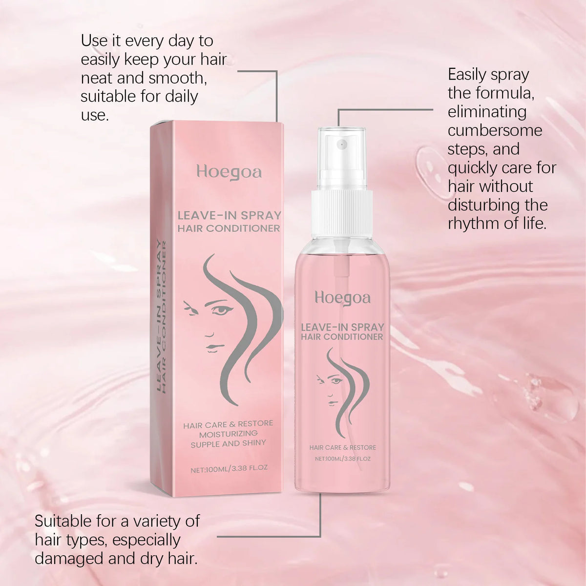 HOEGOA Leave-In Conditioning & Anti-Frizz Hair Spray – 100ml