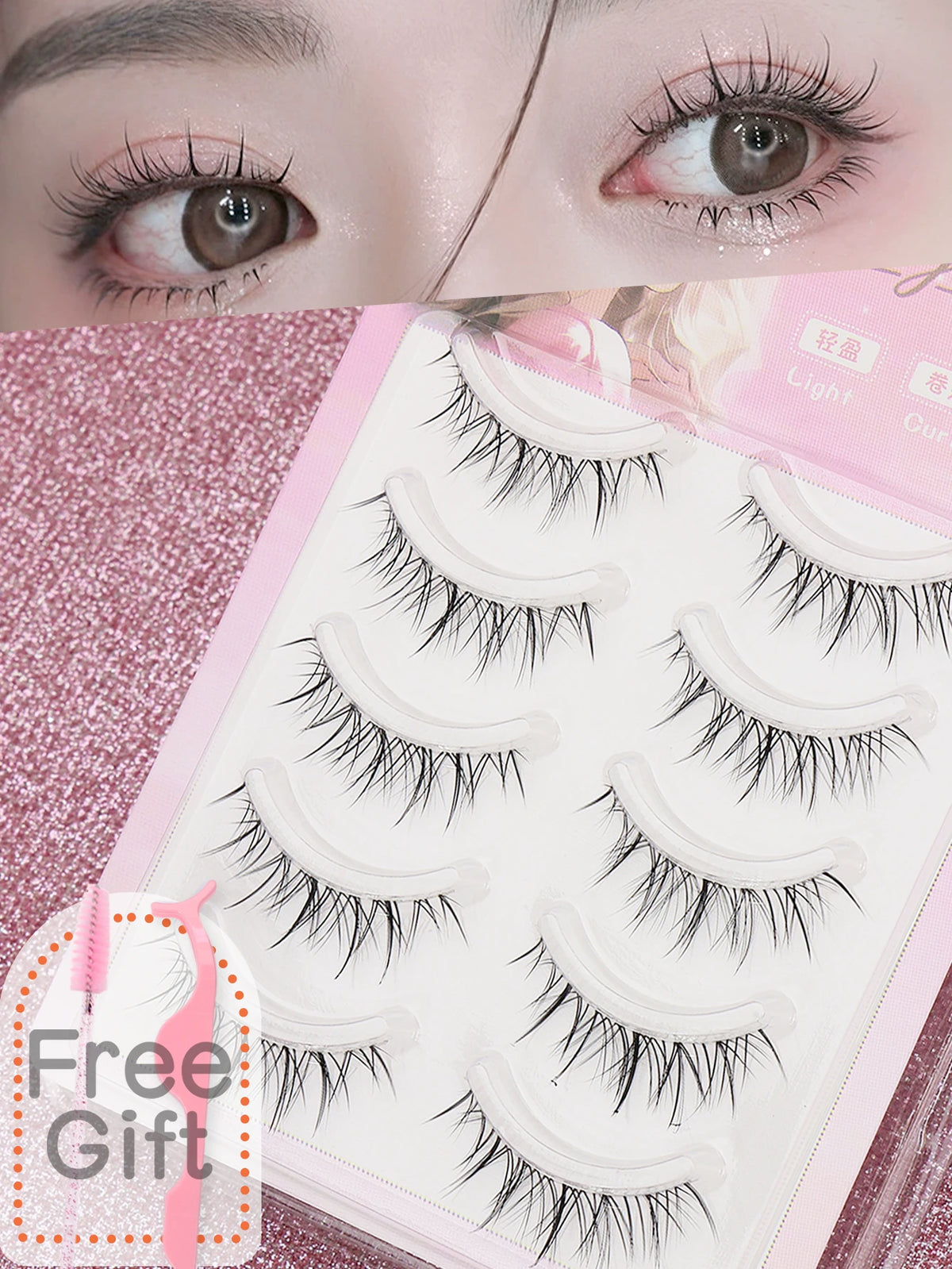 5-Pair False Strip Eyelashes Set