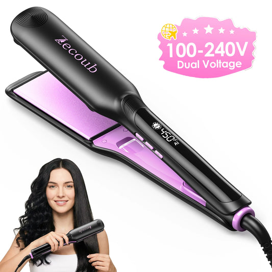 BOPCAL Wide-Plate Ceramic Hair Straightener – Dual Voltage