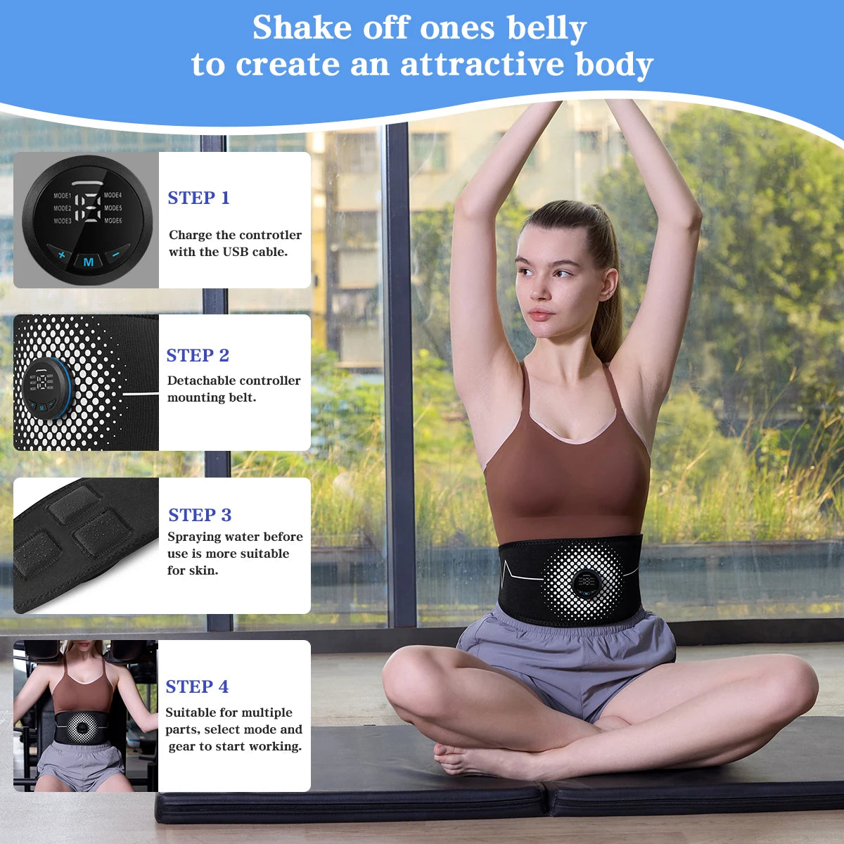 Woflend Rechargeable EMS Muscle Stimulator Belt