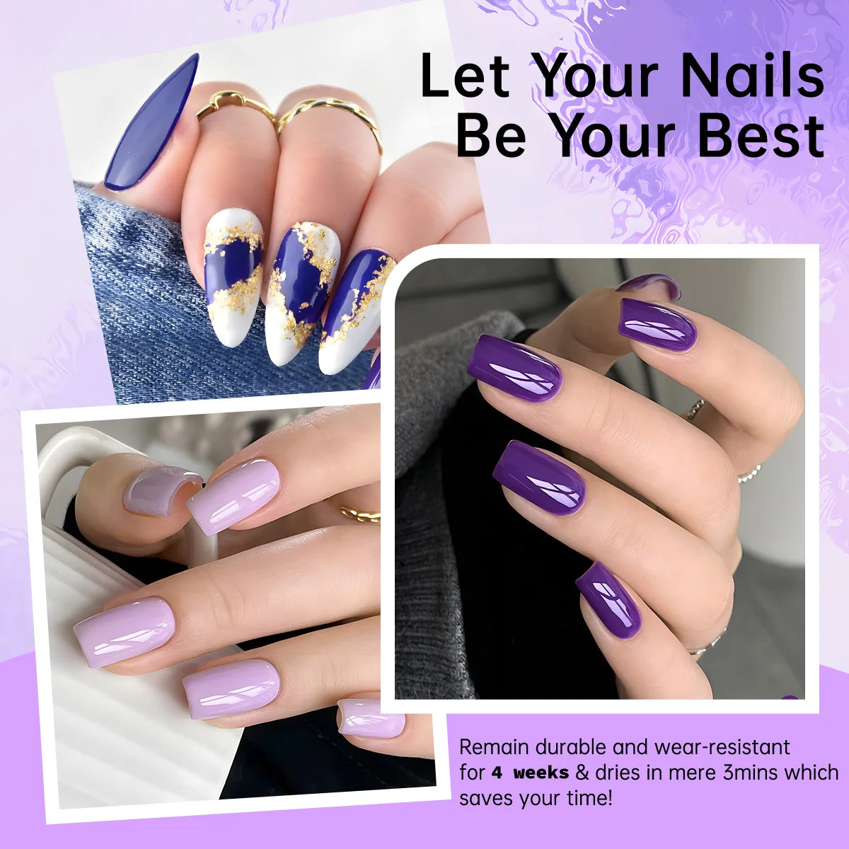 6-Shade Lavender to Royal Purple Gel Nail Polish Set