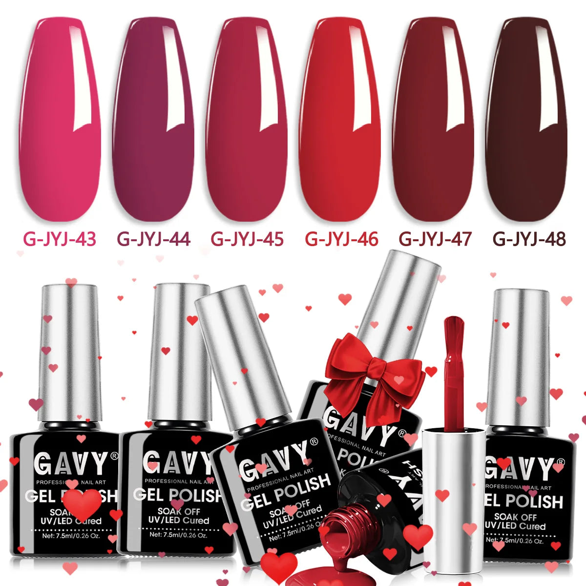 6-Piece Classic Red Wine Gel Nail Polish Set