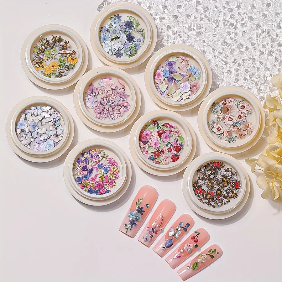 9-Box Mixed Nail Art Paper Slice Decoration Set