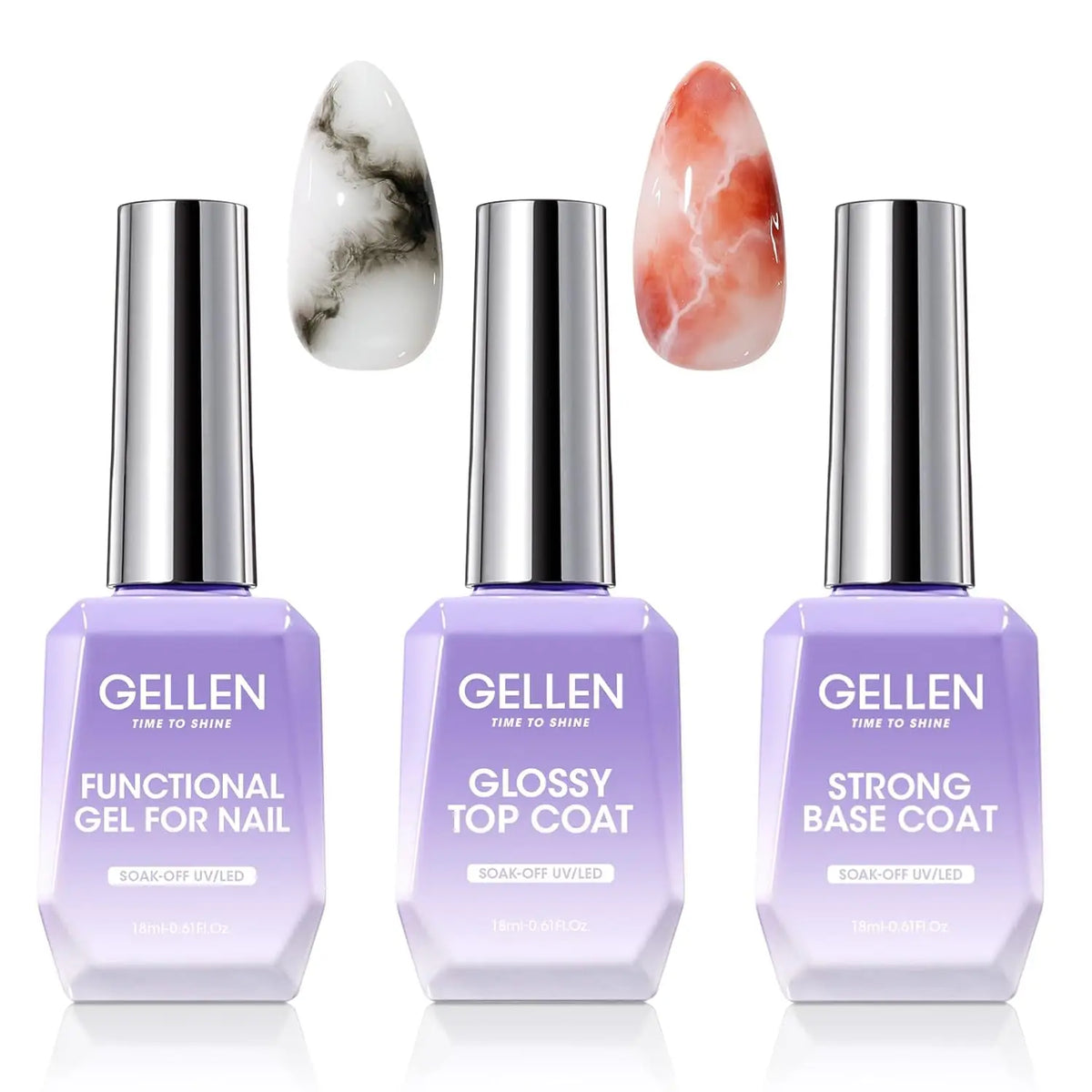 GELLEN No-Wipe Top Coat & Base Coat Gel Set