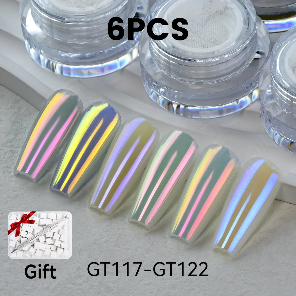 GleamTap Aurora Chrome Nail Powder – Orange Yellow with Blue Sheen