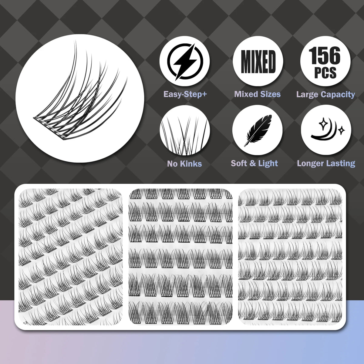 WONSIS Self-Adhesive Lash Clusters with Tweezers – 156 Clusters