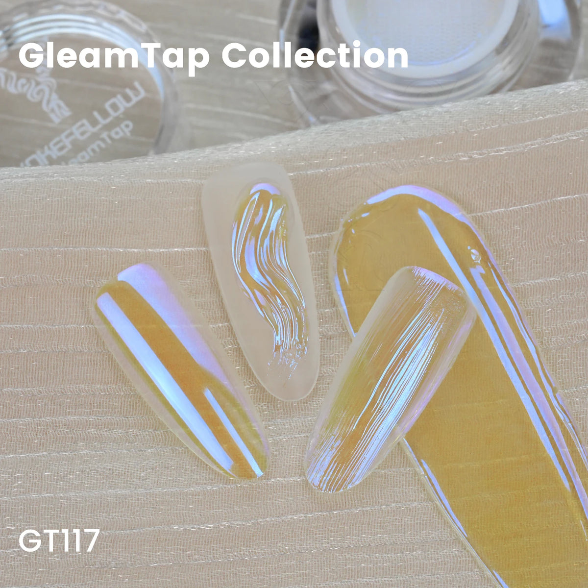 GleamTap Aurora Chrome Nail Powder – Orange Yellow with Blue Sheen