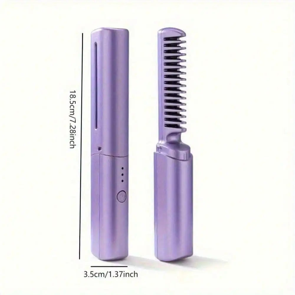 2-in-1 Cordless Hair Straightening Comb & Curler