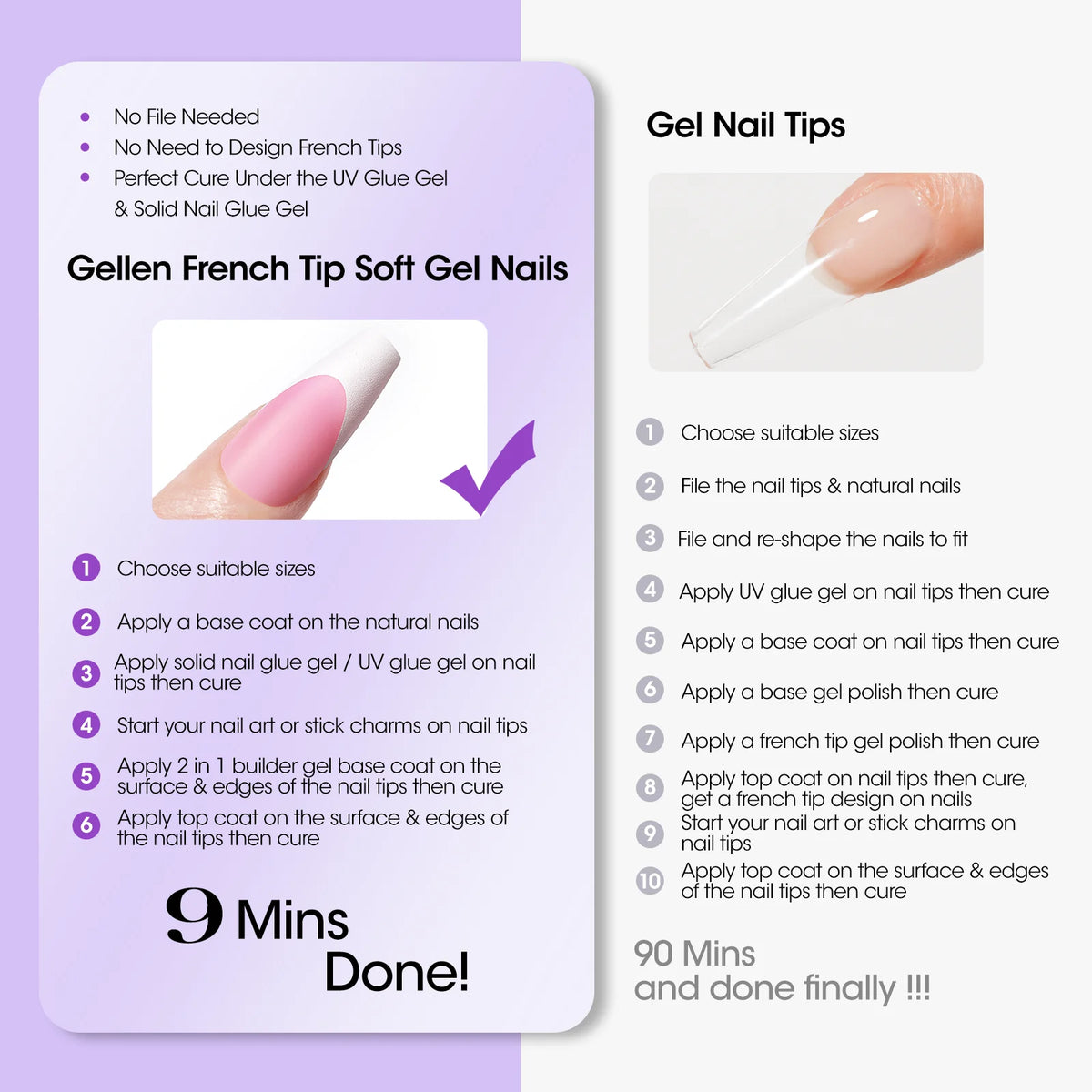GELLEN French Tip Press-On Gel Nail Kit