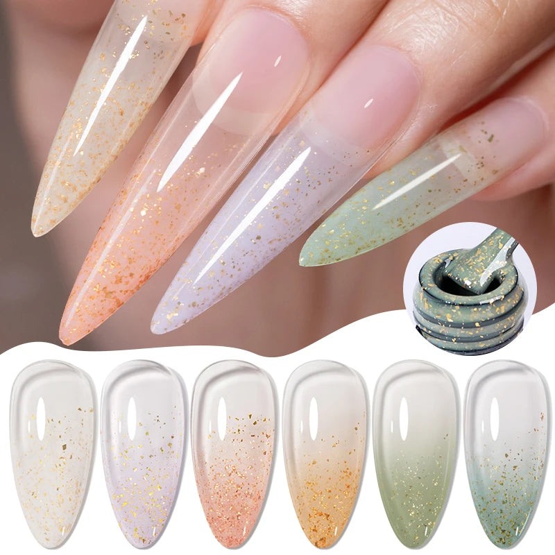 6-Piece Gold Flake Rubber Base Gel Polish Set