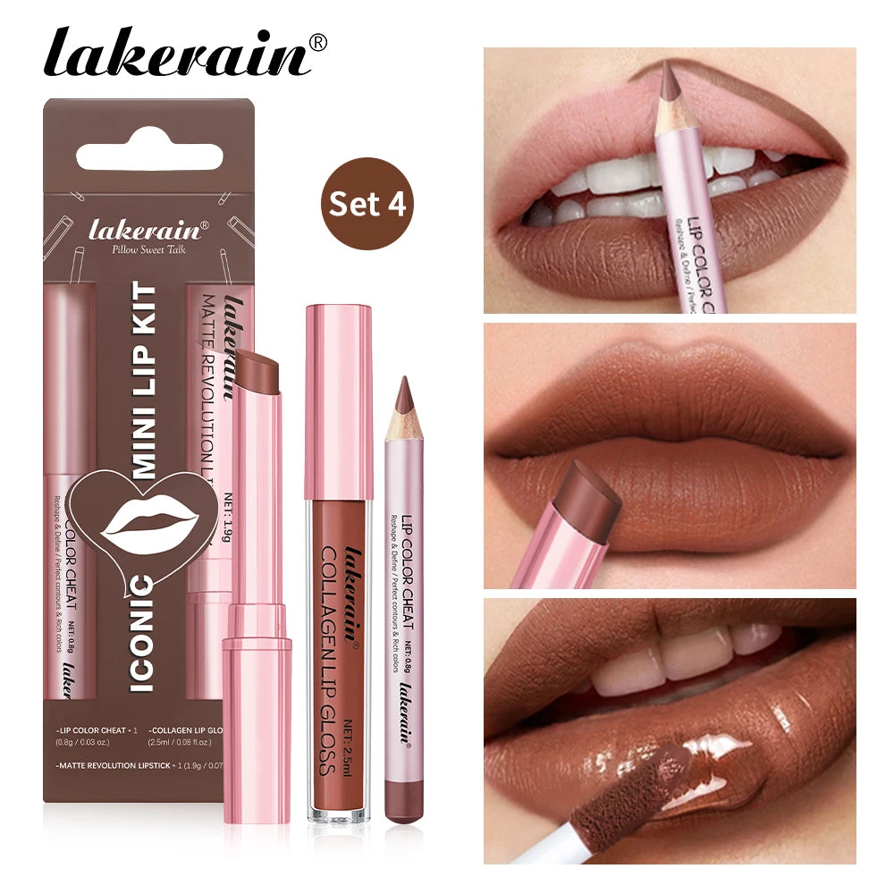 3pcs Mini Lip Makeup Kit Matte