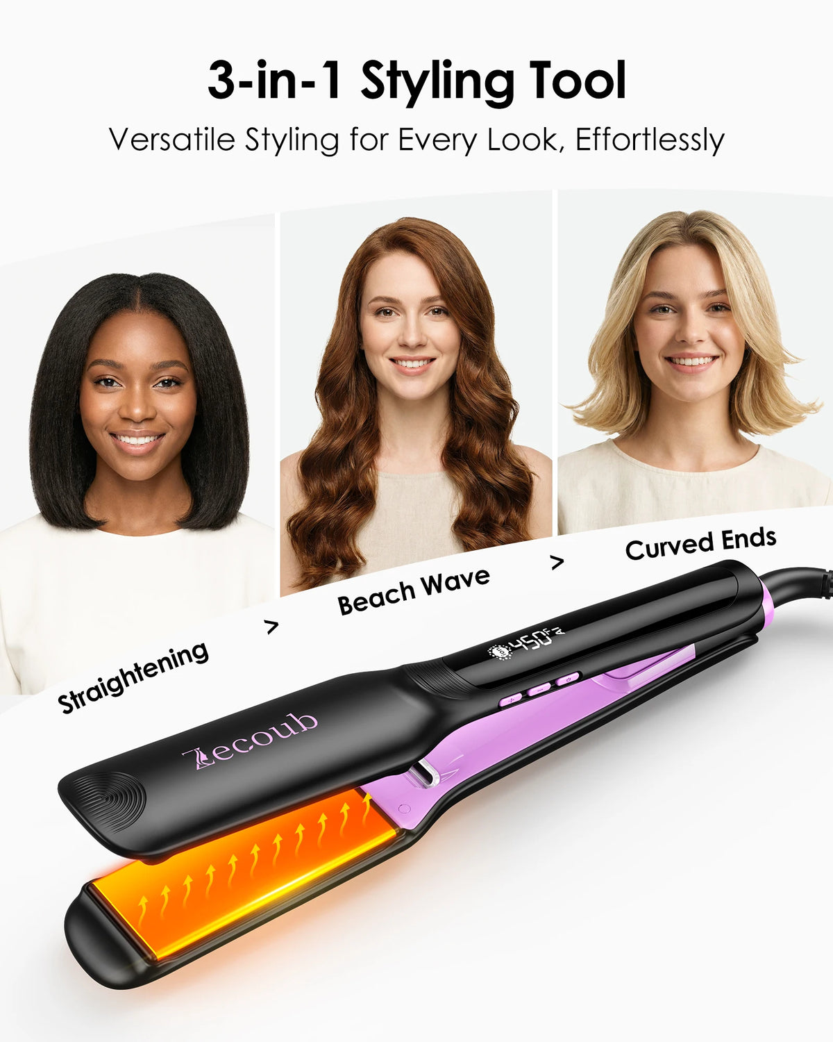 BOPCAL Wide-Plate Ceramic Hair Straightener – Dual Voltage