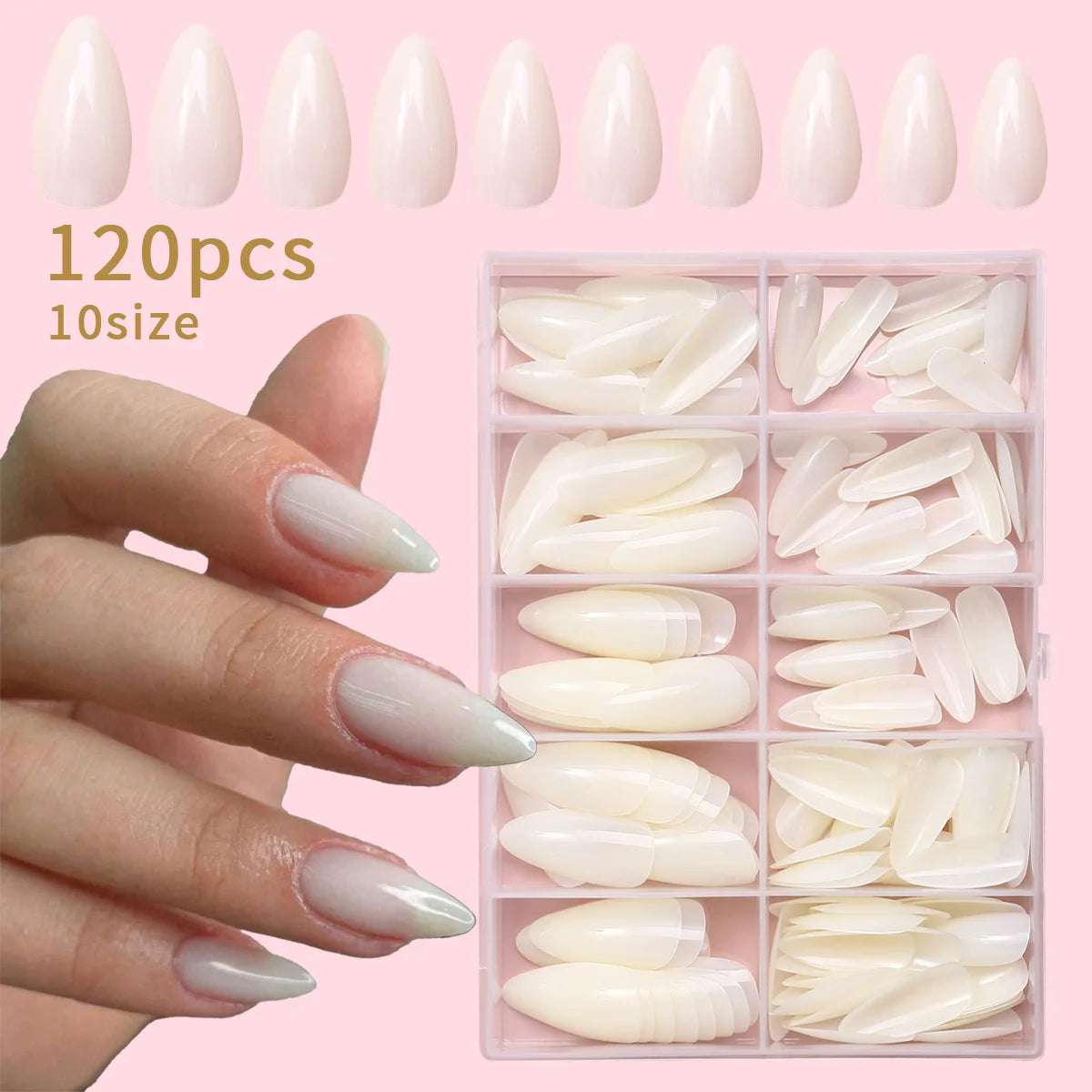 240-Piece Candy Color French Short Square Nail Tips