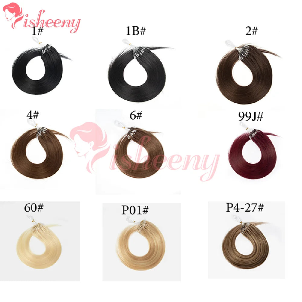 ISHEENY 12-Inch Micro Loop Human Hair Extensions – 50 Strands