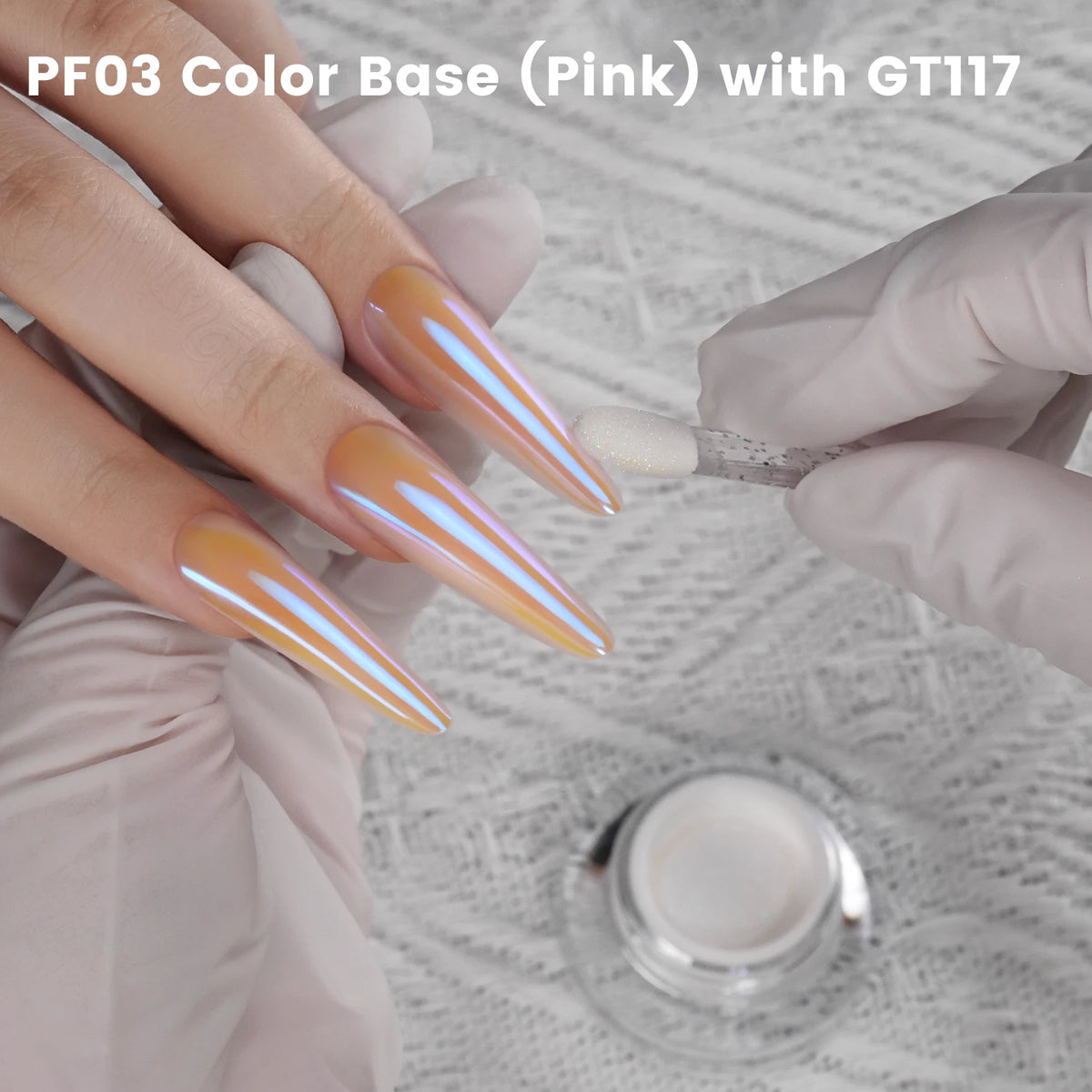 GleamTap Aurora Chrome Nail Powder – Orange Yellow with Blue Sheen