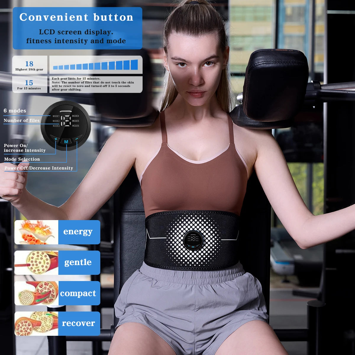Woflend Rechargeable EMS Muscle Stimulator Belt