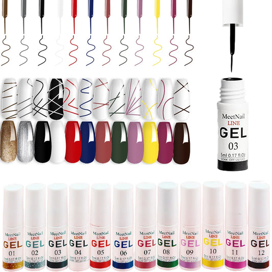 12-Color Gel Liner Nail Art Polish Kit