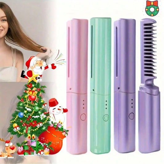 2-in-1 Cordless Hair Straightening Comb & Curler