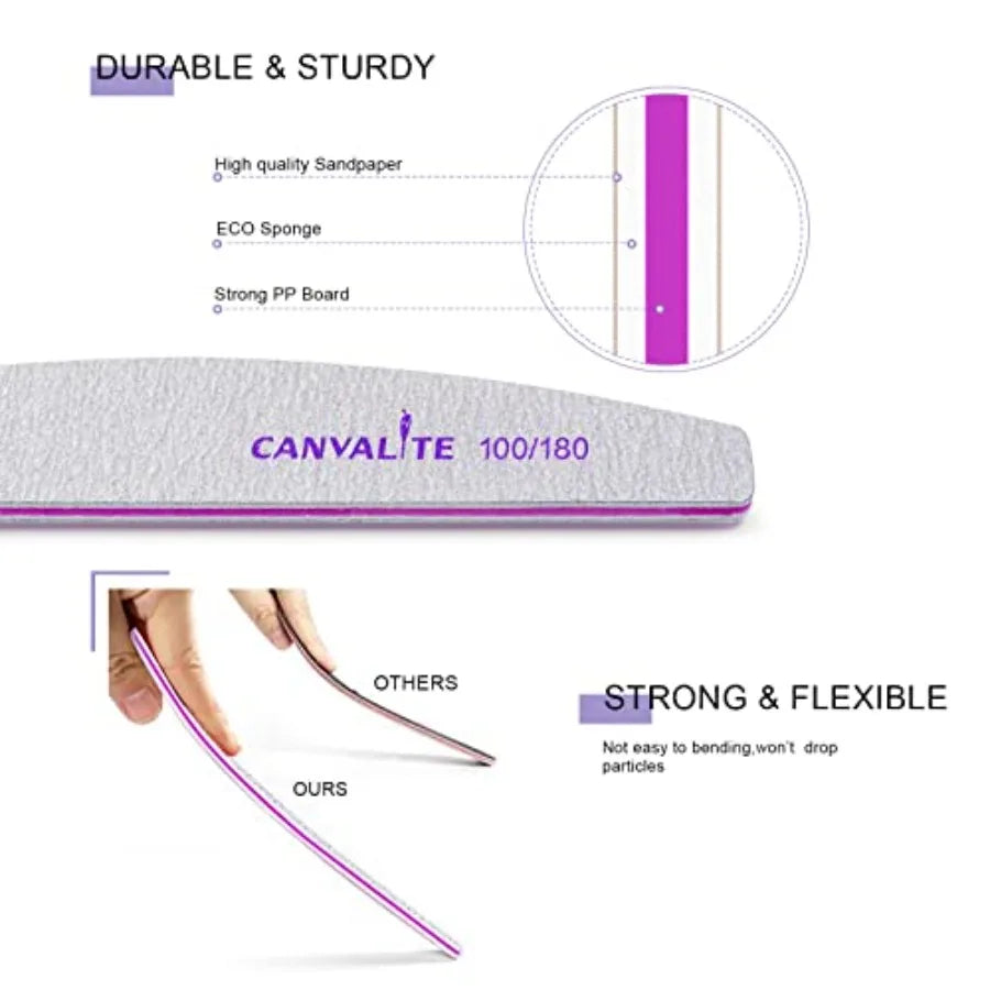 10-Piece Professional Double-Sided Nail File Set – 100/180 Grit