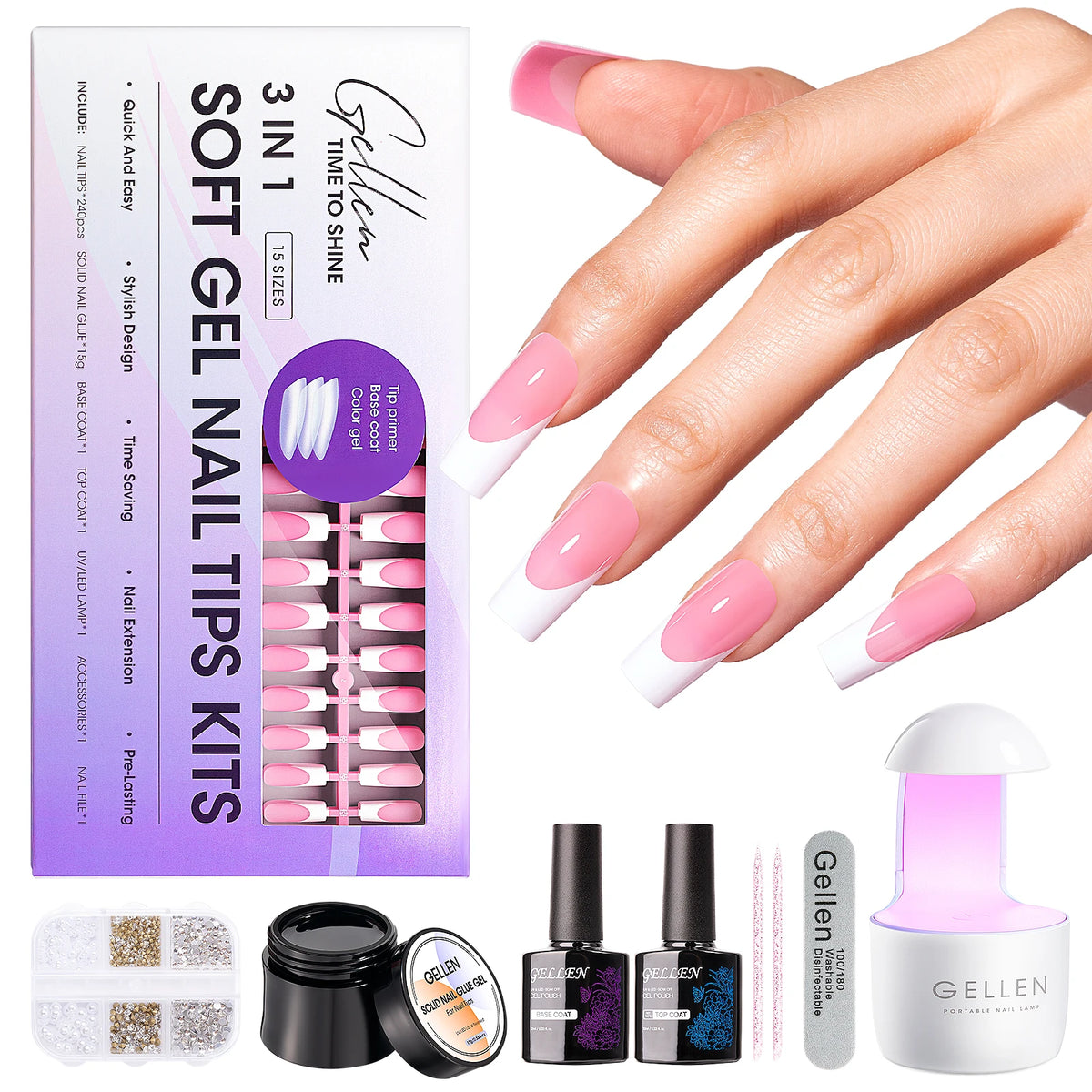 GELLEN French Tip Press-On Gel Nail Kit