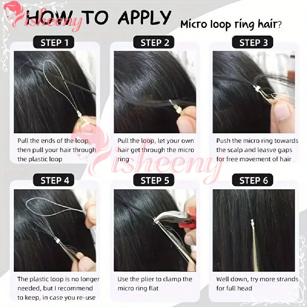 ISHEENY 12-Inch Micro Loop Human Hair Extensions – 50 Strands