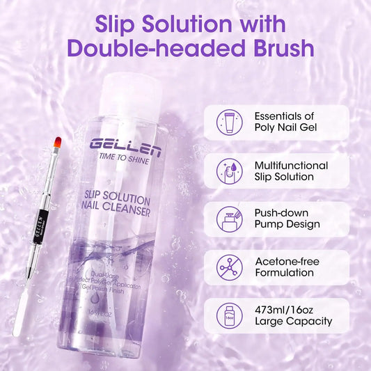 GELLEN Polygel Slip Solution & Nail Cleanser – 473ml