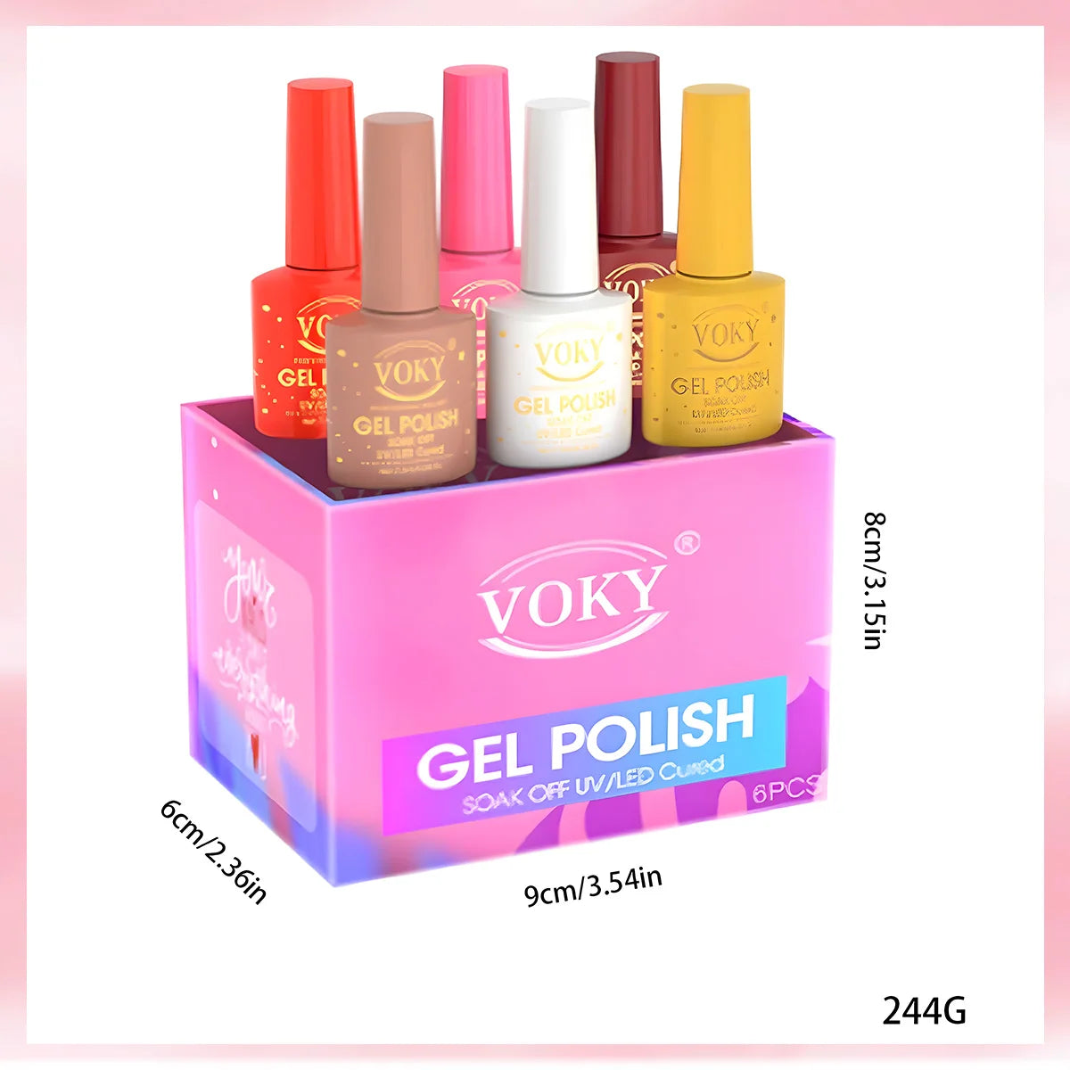 6-Shade Vibrant Solid Color Gel Nail Polish Set
