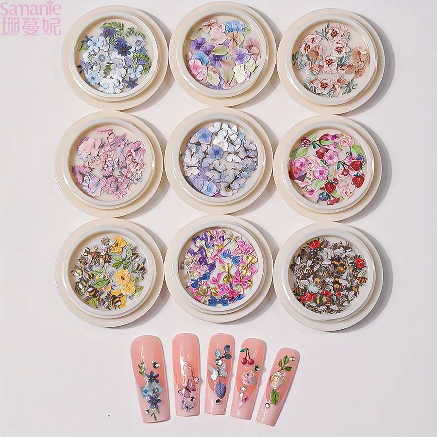 9-Box Mixed Nail Art Paper Slice Decoration Set