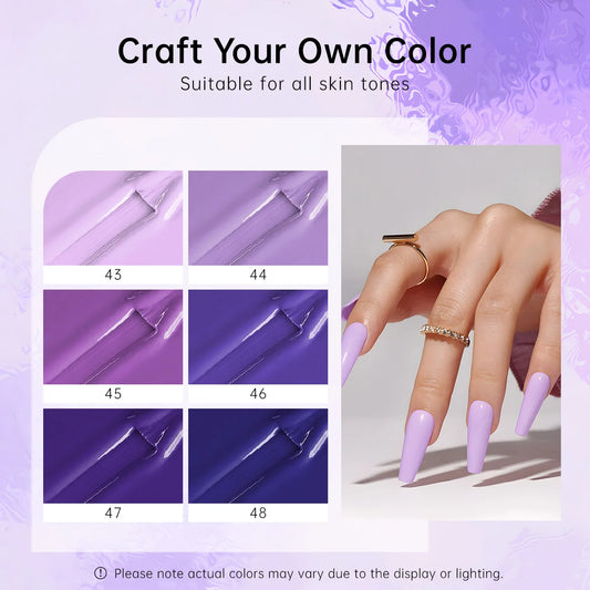6-Shade Lavender to Royal Purple Gel Nail Polish Set