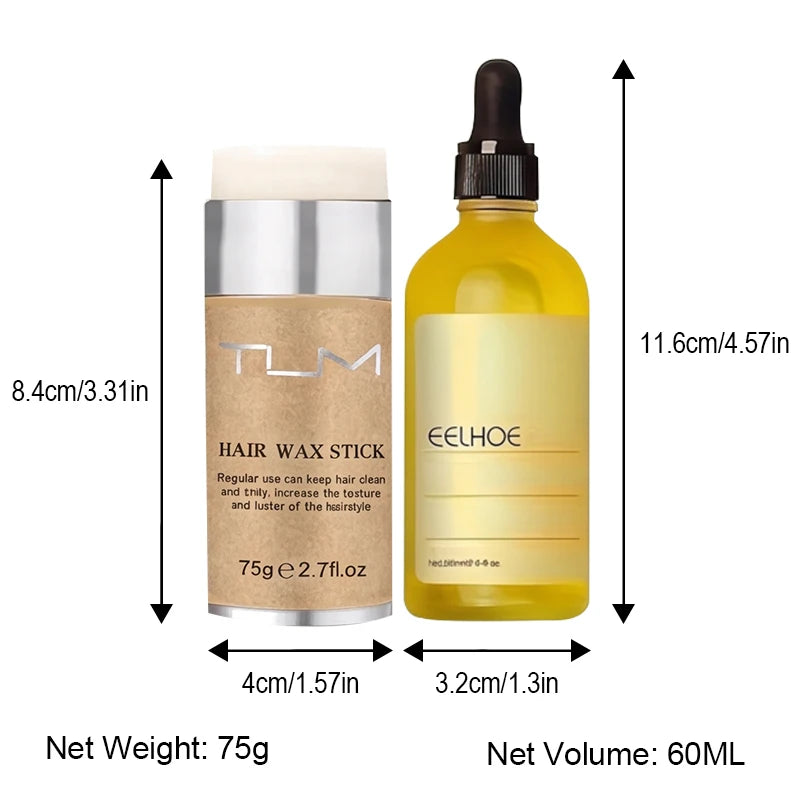 Rosemary Hair Oil & Hair Wax Stick Set – 2-Piece Hair Care & Styling Kit