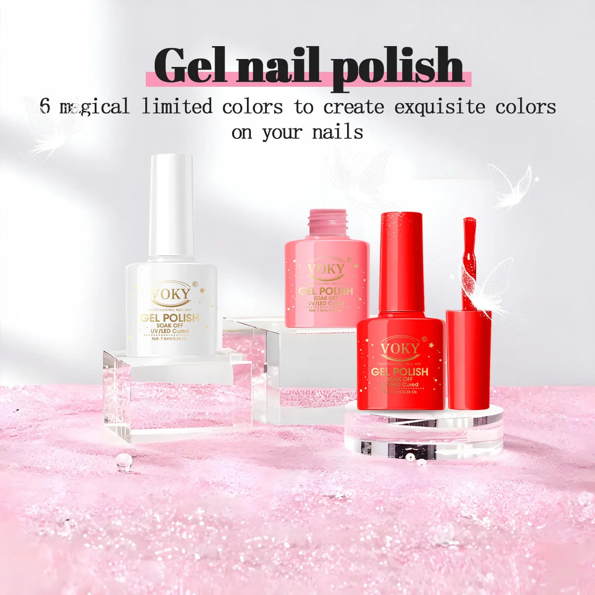 6-Shade Vibrant Solid Color Gel Nail Polish Set