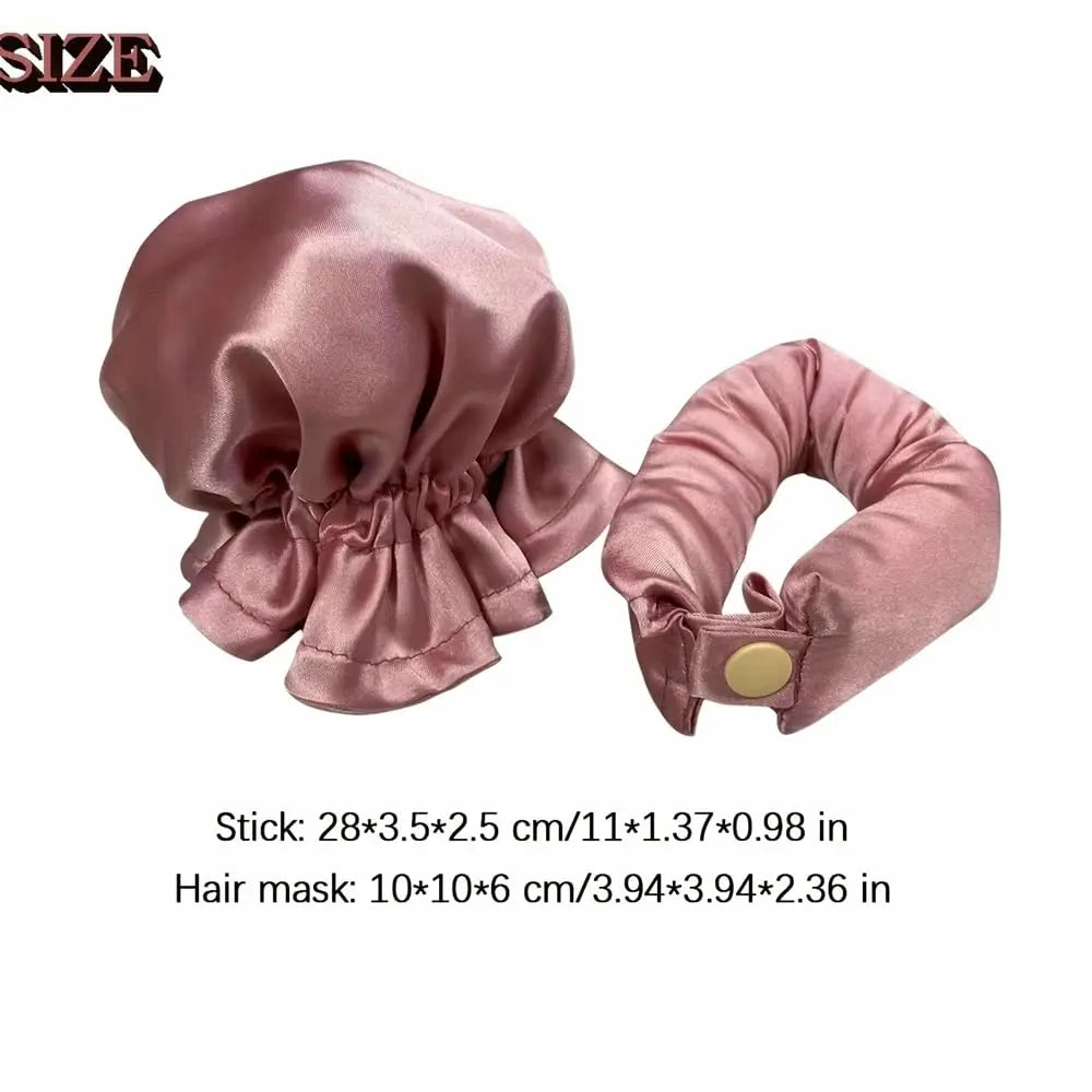 Satin Heatless Hair Curler Set with Bonnet – Overnight Curls