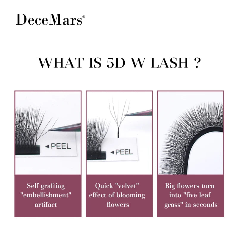 DeceMars 5D W-Shaped Eyelash Extensions – 12-Row Tray