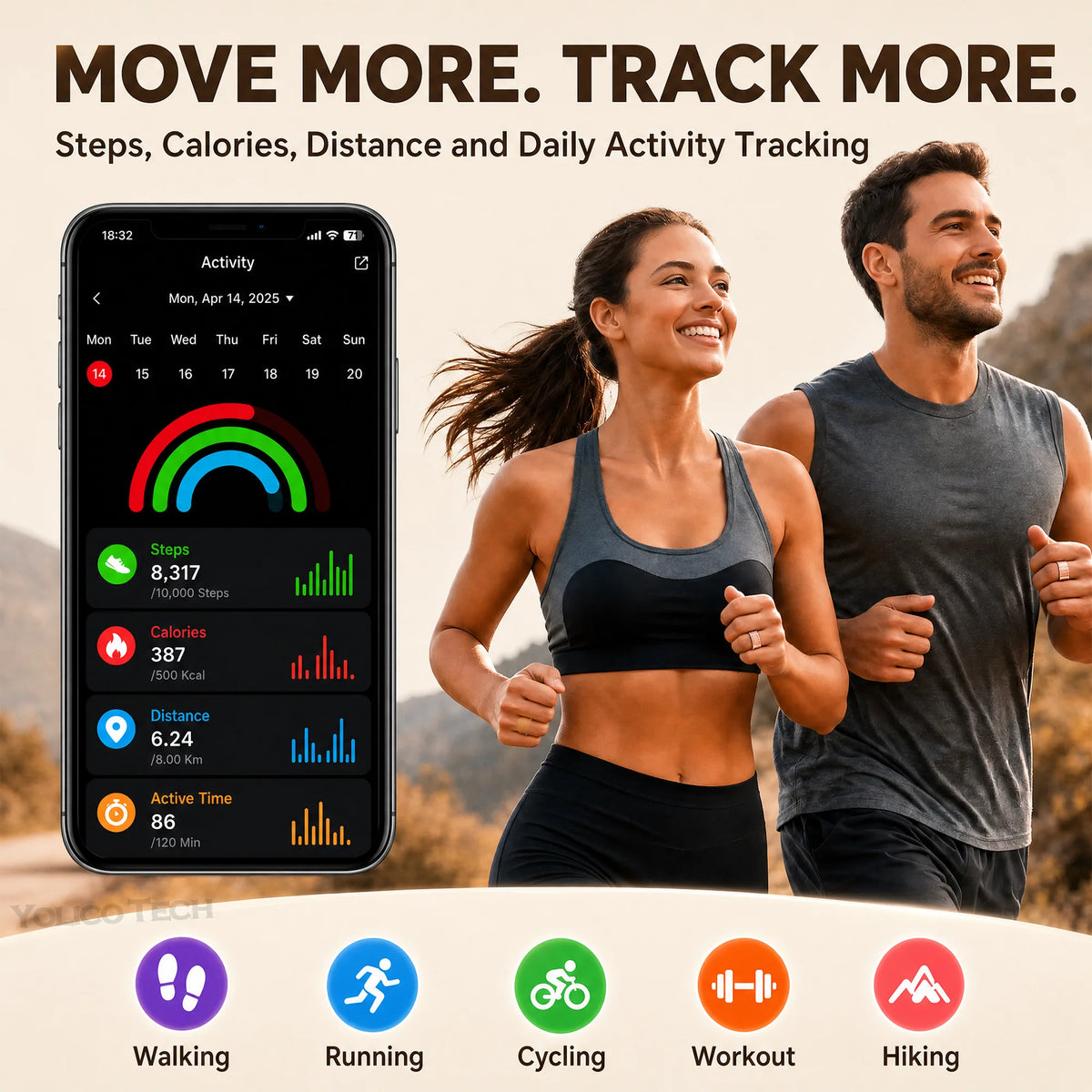 Stainless Steel Smart Ring – Activity & Step Tracker