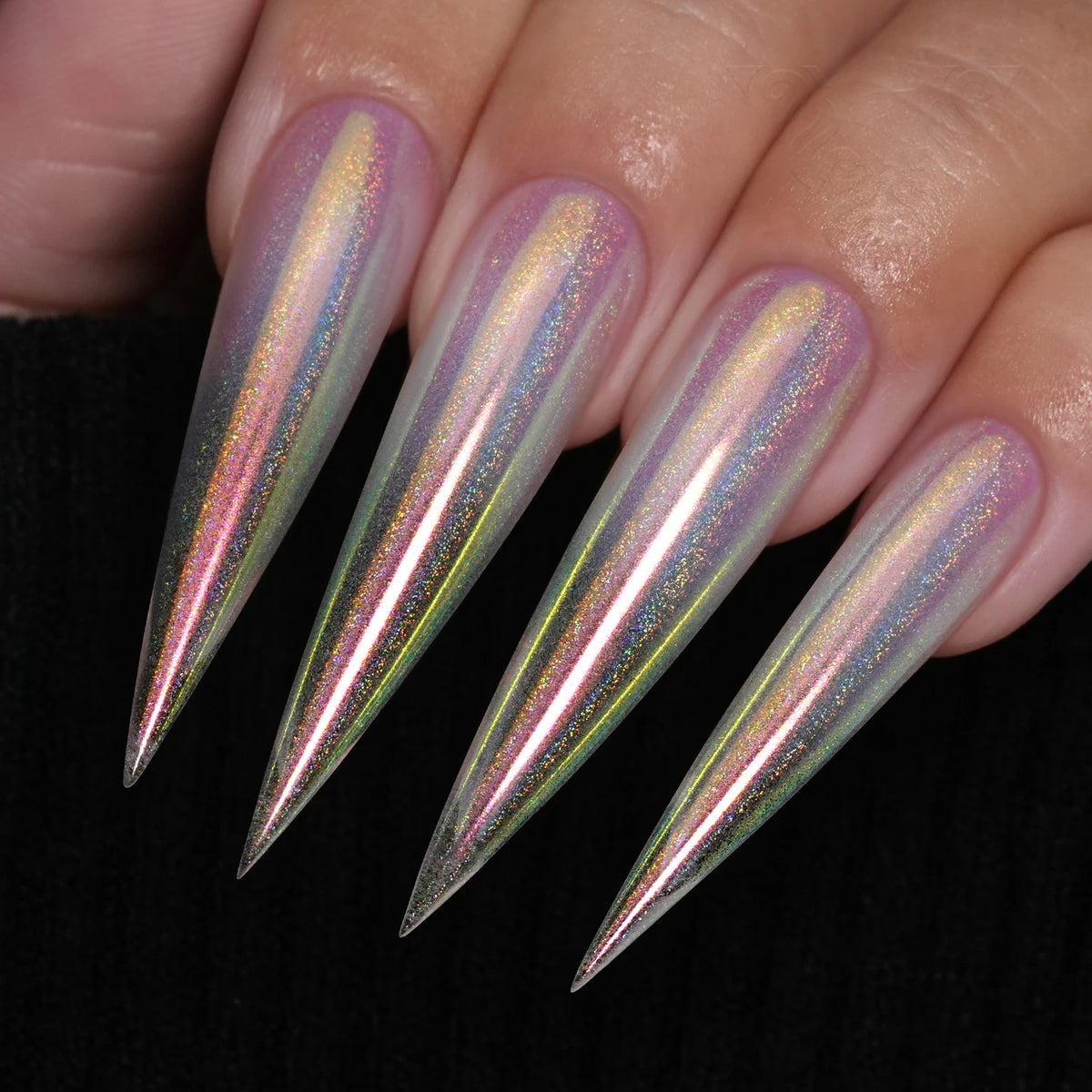GleamTap Aurora Chrome Nail Powder – Orange Yellow with Blue Sheen