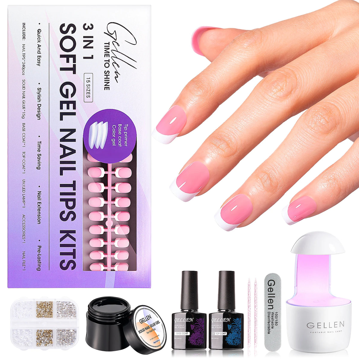GELLEN French Tip Press-On Gel Nail Kit