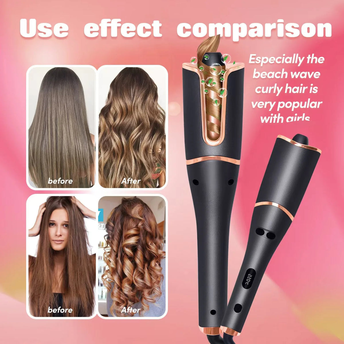 Automatic Ceramic Hair Curler with Digital Temperature Control