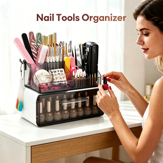 Multi-Layer Nail Tool Organizer with 24-Bottle Polish Storage