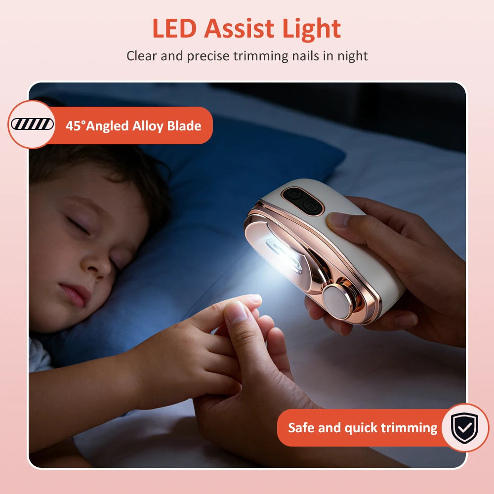 2-in-1 Electric Nail Clipper & Polisher with LED Light