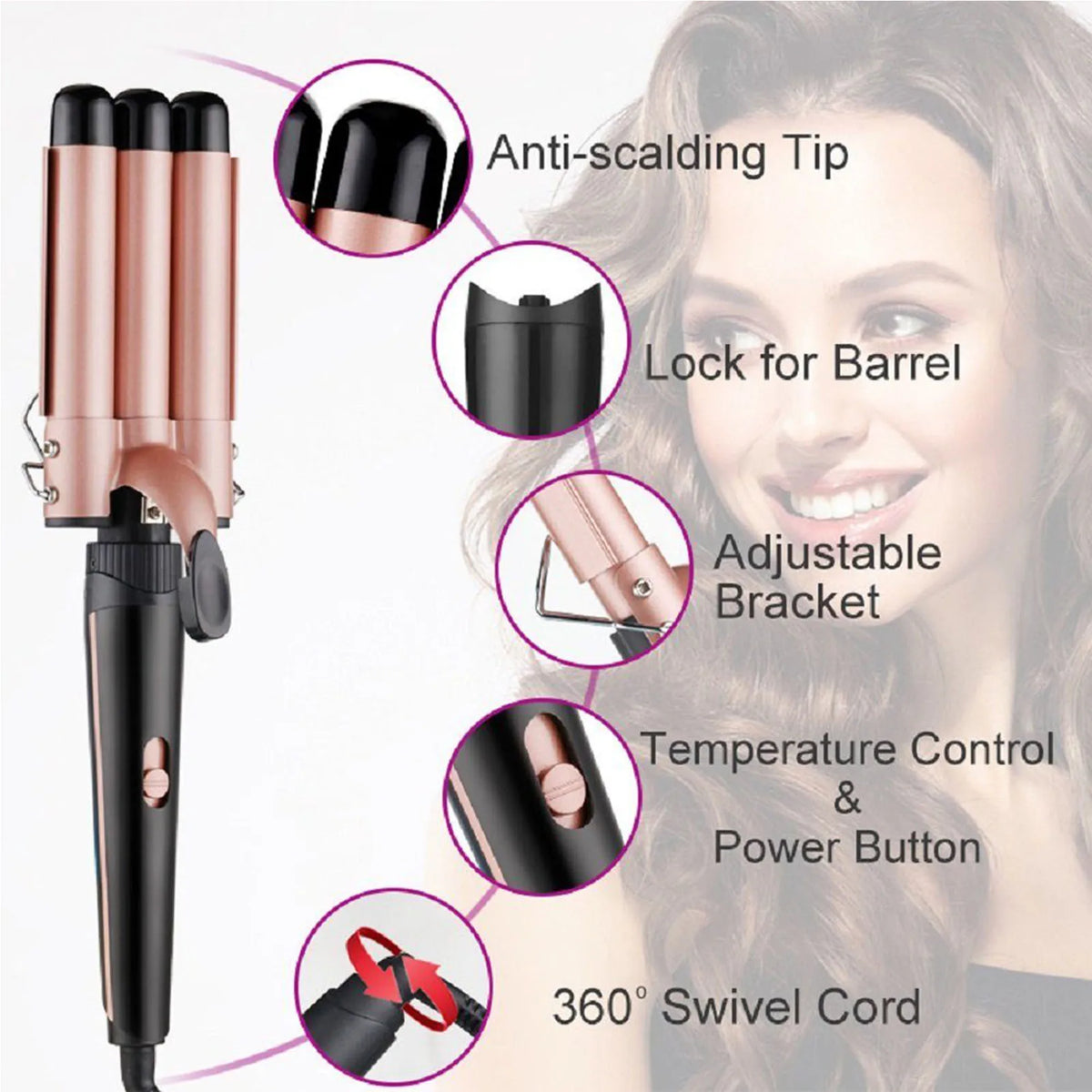 5-in-1 Interchangeable Ceramic Curling Wand Set