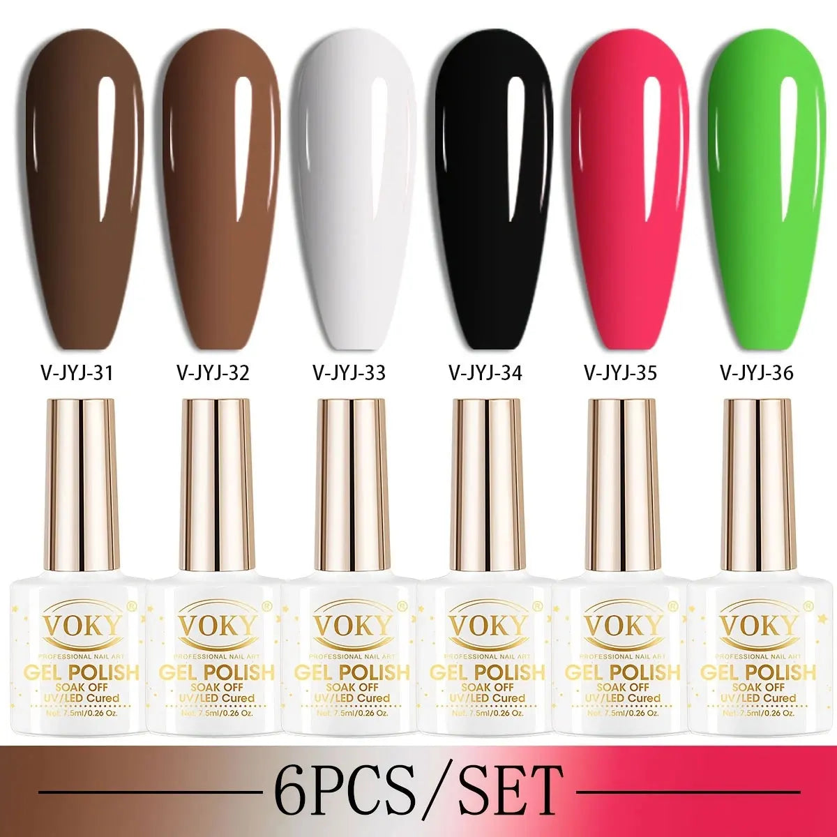 6-Piece Classic Solid Gel Nail Polish Set