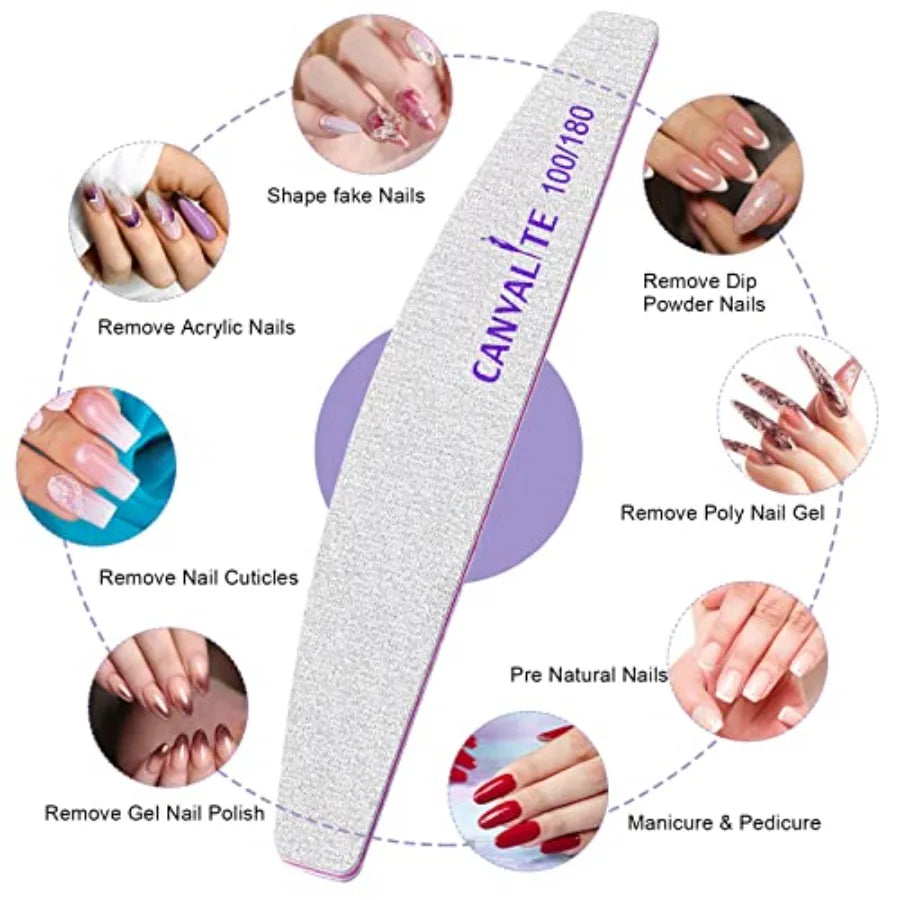10-Piece Professional Double-Sided Nail File Set – 100/180 Grit