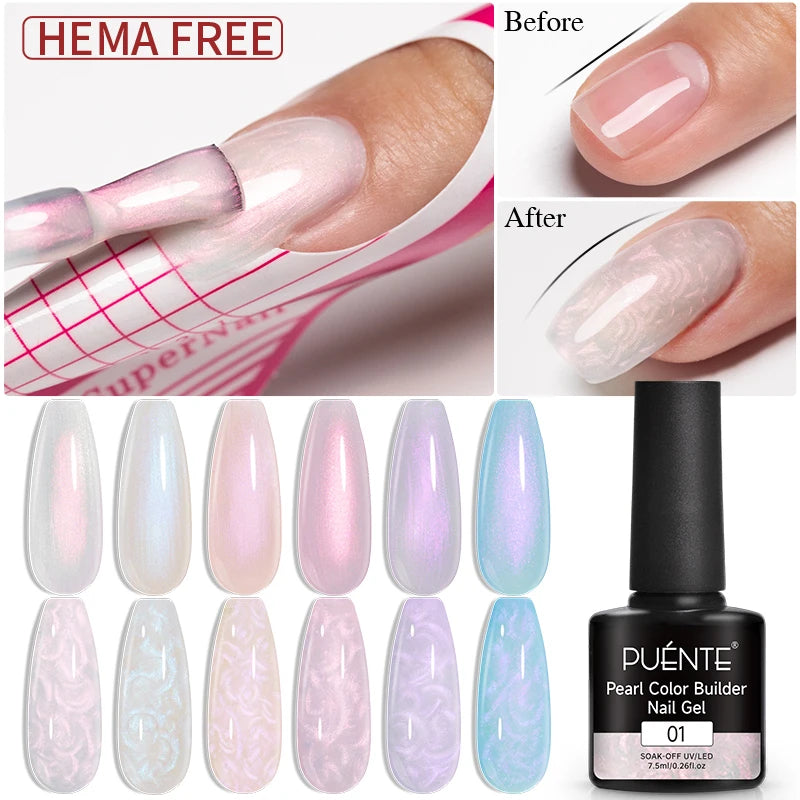 Puente 6-Piece Pearl Shell Effect Builder Gel Set